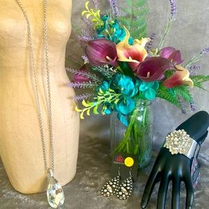 Paparazzi 3 Piece Silver Faux Diamond Set